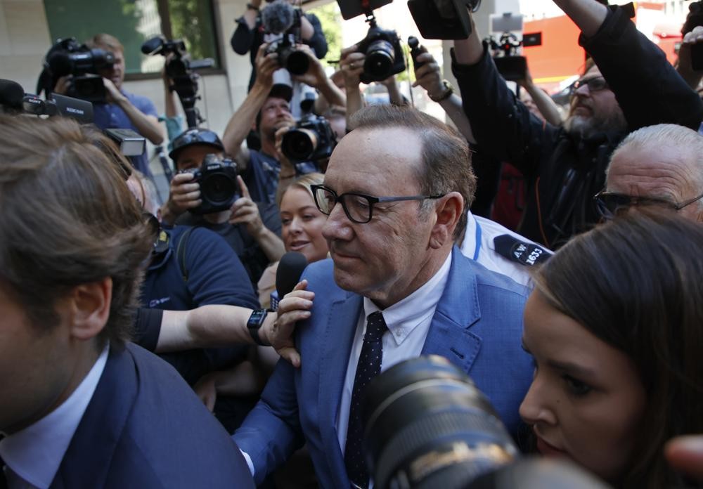 Actor Kevin Spacey arrives at the Westminster Magistrates court in London, Thursday, June 16, 2022. Spacey is appearing in a court in London on Thursday after he was charged with sexual offenses against three men. The 62-year-old Spacey is accused of four counts of sexual assault and one count of causing a person to engage in penetrative sexual activity without consent. (AP Photo/David Cliff)